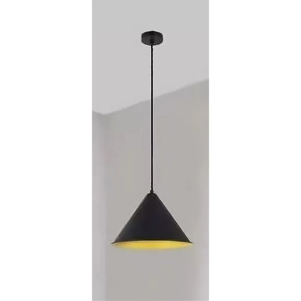 LAMPADARIO A SOSPENSIONE E27 FERRO PARALUME MODERNO CONTEMPORANEO CONO NERO ORO 33351