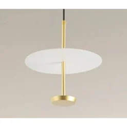 LAMPADARIO A SOSPENSIONE LUCE 6500K LED 12W DISCO PARALUME PIATTO BIANCO ORO TONDO 33146