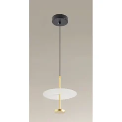 LAMPADARIO A SOSPENSIONE LUCE 6500K LED 12W DISCO PARALUME PIATTO BIANCO ORO TONDO 33146