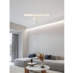LAMPADARIO A SOSPENSIONE LED 50 W BIANCO ANELLO SOSPESO EFFETTO CRISTALLO LP-17B