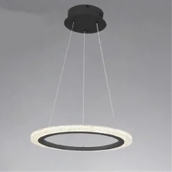 LAMPADARIO A SOSPENSIONE LED 36 WATT CERCHIO ANELLO NERO EFFETTO CRISTALLO 31937