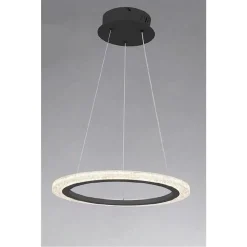 LAMPADARIO A SOSPENSIONE LED 36 WATT CERCHIO ANELLO NERO EFFETTO CRISTALLO 31937