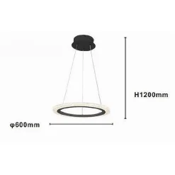 LAMPADARIO A SOSPENSIONE LED 36 WATT CERCHIO ANELLO NERO EFFETTO CRISTALLO 31937