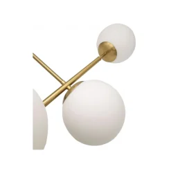 LAMPADARIO A SOSPENSIONE ORO CON 6 SFERE BOLLE BIANCHE IN VETRO ATTACCO G9 33726