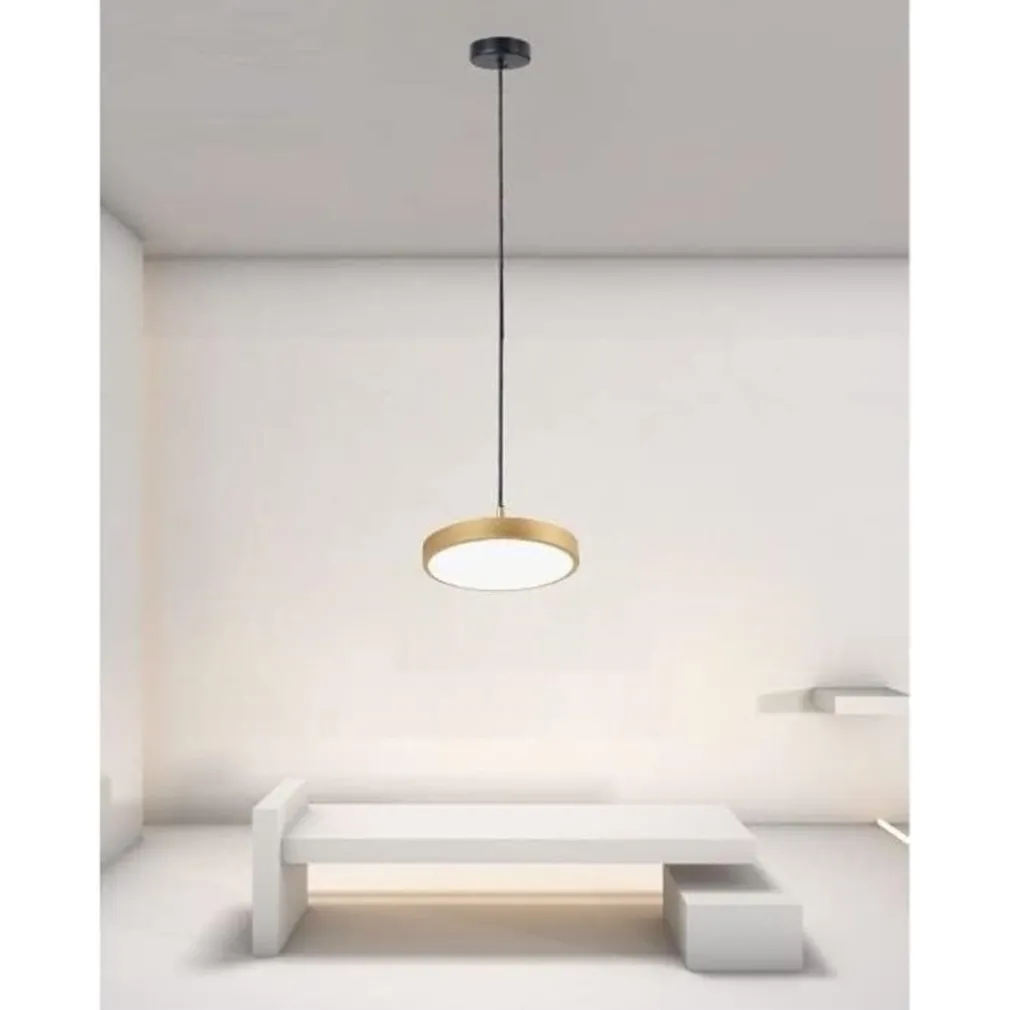 LAMPADARIO A SOSPENSIONE LED 40W ORO CERCHIO TONDO MODERNO MINIMAL LUCE 6500K 32927