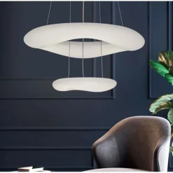 LAMPADARIO A SOSPENSIONE MODERNO A FORMA DI DOPPIA NUVOLA ANELLO GALLEGGIANTE LAMPADA