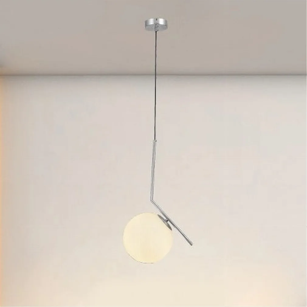 LAMPADARIO A SOSPENSIONE ATTACCO E27 ARGENTO CON SFERA VETRO MODERNO MINIMAL 33474
