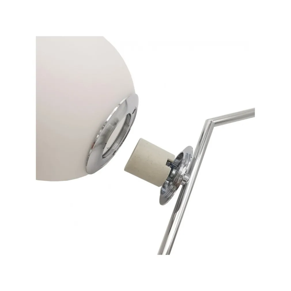 LAMPADARIO A SOSPENSIONE ATTACCO E27 ARGENTO CON SFERA VETRO MODERNO MINIMAL 33474