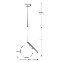LAMPADARIO A SOSPENSIONE ATTACCO E27 ARGENTO CON SFERA VETRO MODERNO MINIMAL 33474