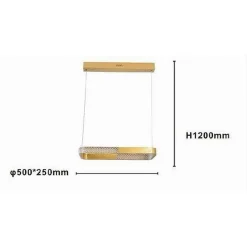 LAMPADARIO A SOSPENSIONE LED 28W RETTANGOLARE ORO CRISTALLO CON TELECOMANDO 32088