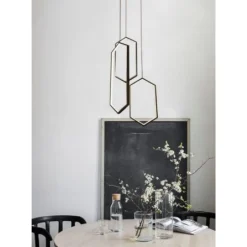 LAMPADARIO A SOSPENSIONE SOFFITTO LED MODERNO 70WATT ESAGONI PENDENTI NERO LP-05