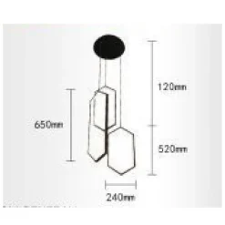 LAMPADARIO A SOSPENSIONE SOFFITTO LED MODERNO 70WATT ESAGONI PENDENTI NERO LP-05