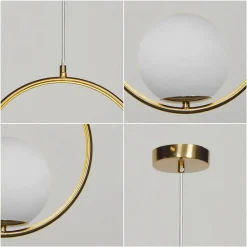 LAMPADARIO A SOSPENSIONE MINIMALISTA LAMPADA METALLO BRONZO CON SFERA VETRO G9 A97