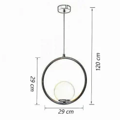 LAMPADARIO A SOSPENSIONE MINIMALISTA LAMPADA METALLO BRONZO CON SFERA VETRO G9 A97