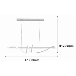 LAMPADARIO A SOSPENSIONE LED 65W BIANCO SPIRALE ONDULATO LUCE 4000K VORTICE ORIZZONTALE 32422