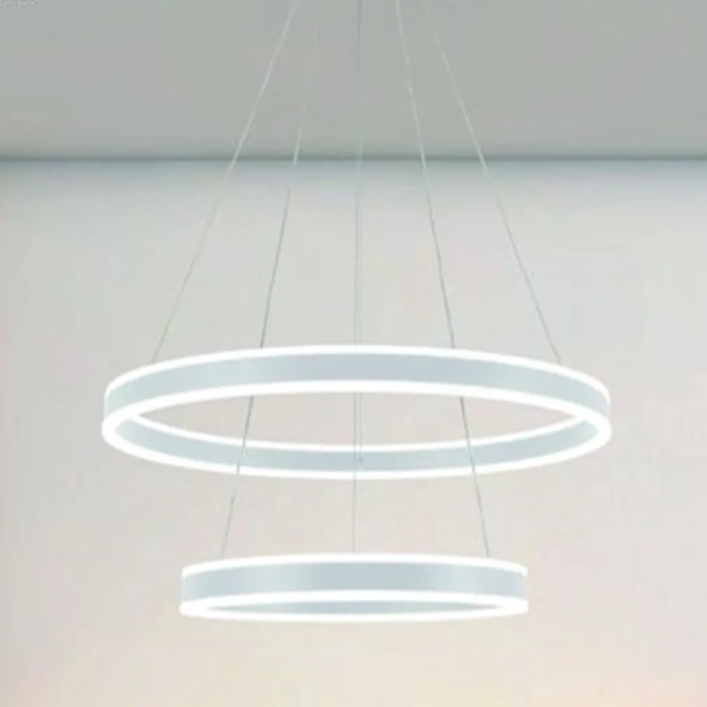 LAMPADARIO A SOSPENSIONE LED MODERNO DOPPIO CERCHIO BIANCO 58W CON TELECOMANDO 31869