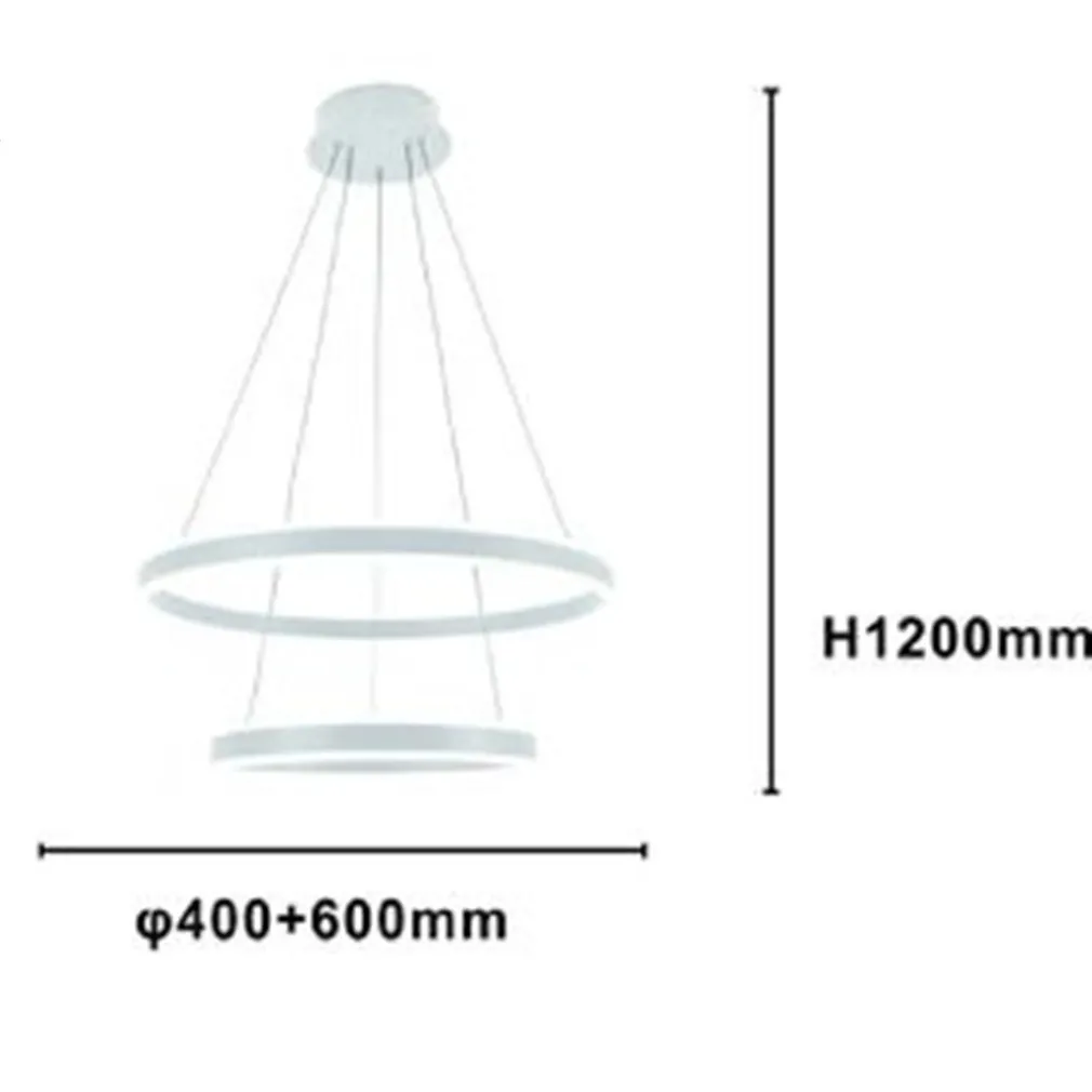 LAMPADARIO A SOSPENSIONE LED MODERNO DOPPIO CERCHIO BIANCO 58W CON TELECOMANDO 31869