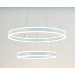LAMPADARIO A SOSPENSIONE LED MODERNO DOPPIO CERCHIO BIANCO 58W CON TELECOMANDO 31869