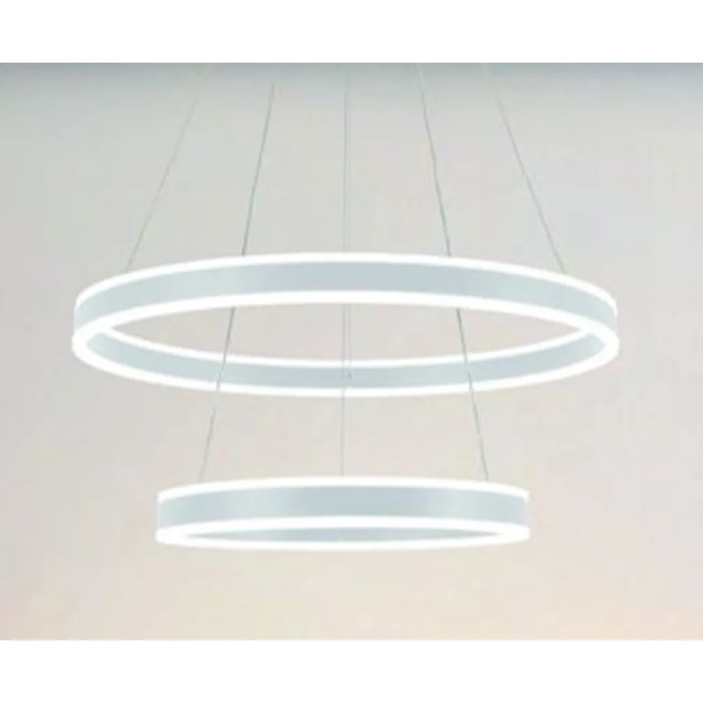 LAMPADARIO A SOSPENSIONE LED MODERNO DOPPIO CERCHIO BIANCO 58W CON TELECOMANDO 31869
