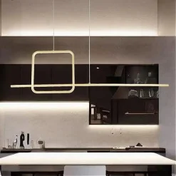 LAMPADARIO A SOSPENSIONE LED 48W DESIGN QUADRATO LINEA ORO IP20 CUCINA LUCE 6500K 33528