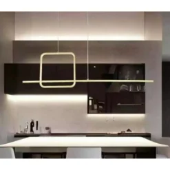 LAMPADARIO A SOSPENSIONE LED 48W DESIGN QUADRATO LINEA ORO IP20 CUCINA LUCE 6500K 33528