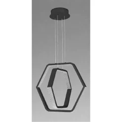 LAMPADARIO A SOSPENSIONE LED 48 W ESAGONALE EFFETTO CRISTALLO MODERNO NERO 31845