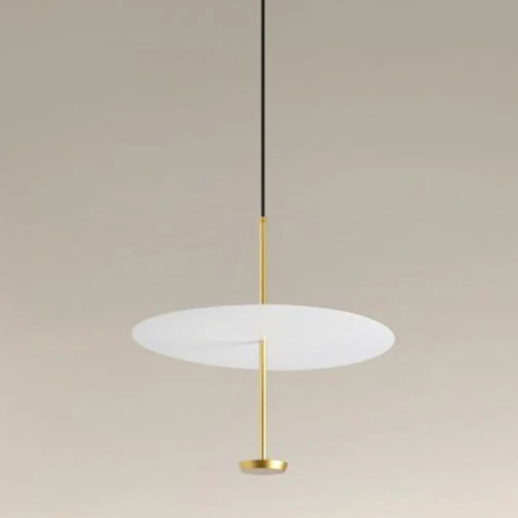 LAMPADARIO A SOSPENSIONE LUCE 6500K LED 18W DISCO PARALUME PIATTO BIANCO ORO TONDO 33207