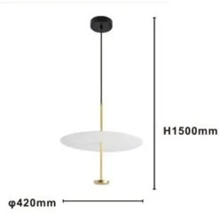 LAMPADARIO A SOSPENSIONE LUCE 6500K LED 18W DISCO PARALUME PIATTO BIANCO ORO TONDO 33207