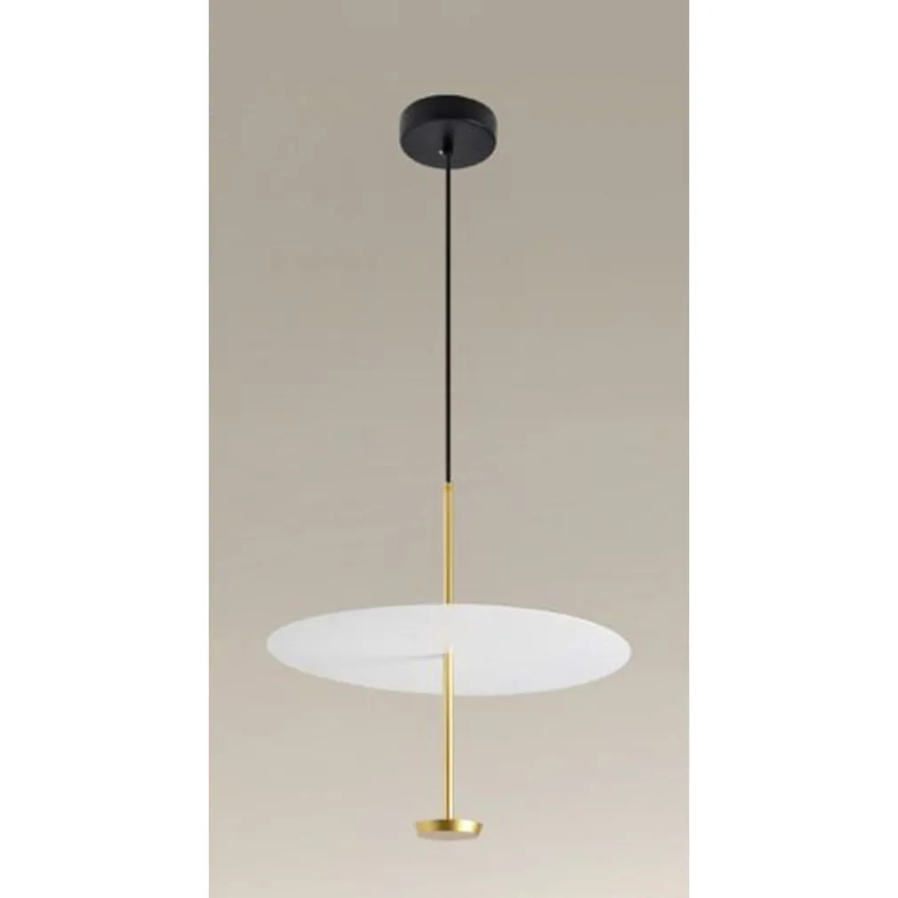 LAMPADARIO A SOSPENSIONE LUCE 6500K LED 18W DISCO PARALUME PIATTO BIANCO ORO TONDO 33207