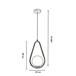 LAMPADARIO A SOSPENSIONE DESIGN A GOCCIA BRONZO METALLO CON SFERA LAMPADA ATTACCO G9 A27