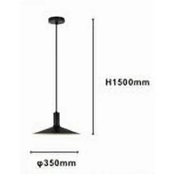 LAMPADARIO A SOSPENSIONE MODERNO CON PARALUME CONICO IN FERRO NERO ORO E27 33818