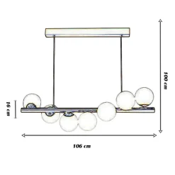 LAMPADARIO A SOSPENSIONE DA SOFFITTO BRONZO DECORATIVO CON 7 SFERE IN PLASTICA G9 A06