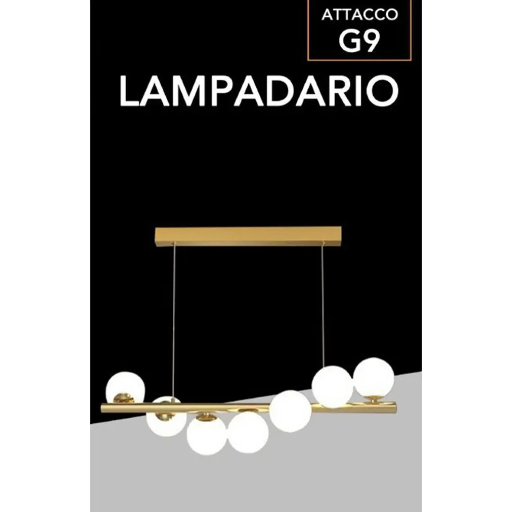 LAMPADARIO A SOSPENSIONE DA SOFFITTO BRONZO DECORATIVO CON 7 SFERE IN PLASTICA G9 A06