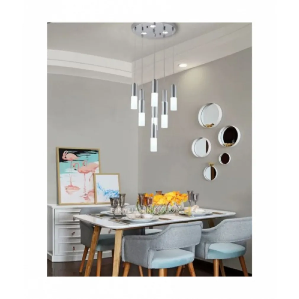 LAMPADARIO A SOSPENSIONE CILINDRI DESIGN A CASCATA LAMPADA SOFFITTO PENDENTI B13