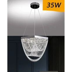 LAMPADARIO A SOSPENSIONE LED 35 W DESIGN MODERNO CRISTALLI LUCE FREDDA 6500K B74