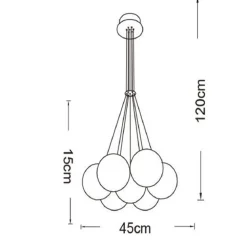 LAMPADARIO A SOSPENSIONE BRONZO LAMPADA MINIMAL DA SOFFITTO CON 7 SFERE ATTACCO G9 LP-84-7