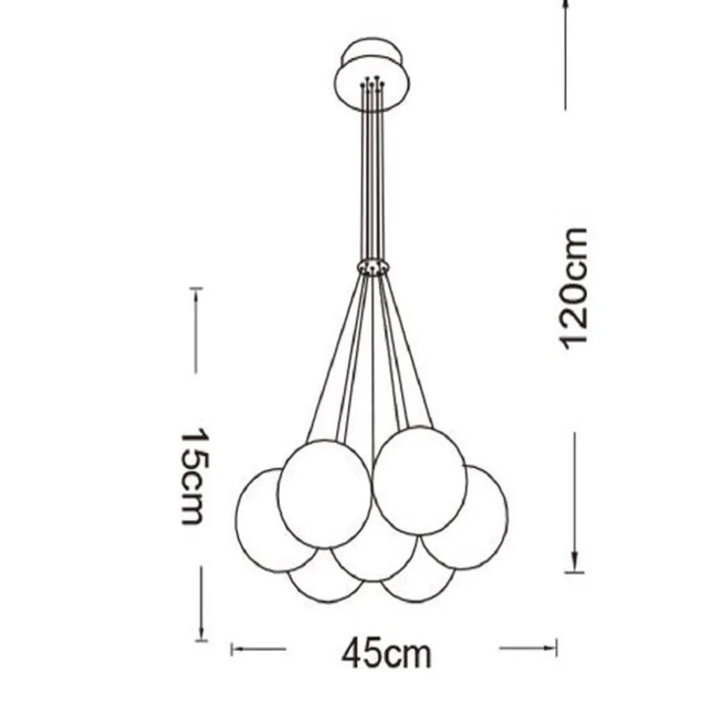 LAMPADARIO A SOSPENSIONE BRONZO LAMPADA MINIMAL DA SOFFITTO CON 7 SFERE ATTACCO G9 LP-84-7