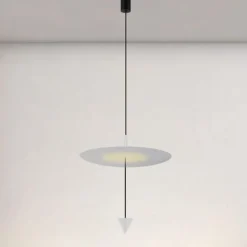 LAMPADARIO A SOSPENSIONE LAMPADA 18W LUCE LED 4000K DISCO Ø42CM CONO BIANCO 33030