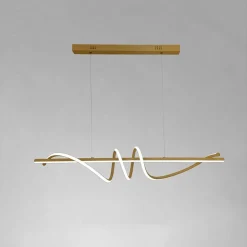 LAMPADARIO A SOSPENSIONE LED 65W ORO SPIRALE ONDULATO LUCE 6500K VORTICE ORIZZONTALE 32453