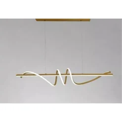 LAMPADARIO A SOSPENSIONE LED 65W ORO SPIRALE ONDULATO LUCE 6500K VORTICE ORIZZONTALE 32453