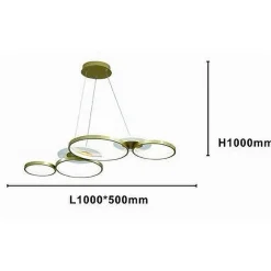 LAMPADARIO A SOSPENSIONE LED ORO 65W 6 ANELLI LUMINOSI MODERNO CON TELECOMANDO 71422