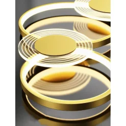 LAMPADARIO A SOSPENSIONE LED ORO 65W 6 ANELLI LUMINOSI MODERNO CON TELECOMANDO 71422