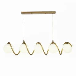 LAMPADARIO A SOSPENSIONE SOFFITTO TWISTER CON 5 SFERE VETRO LAMPADA BRONZO G9 B96