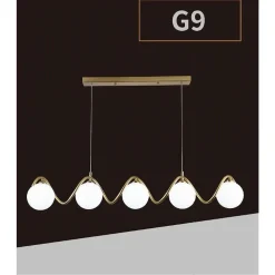 LAMPADARIO A SOSPENSIONE SOFFITTO TWISTER CON 5 SFERE VETRO LAMPADA BRONZO G9 B96