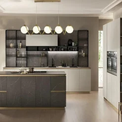 LAMPADARIO A SOSPENSIONE SOFFITTO TWISTER CON 5 SFERE VETRO LAMPADA BRONZO G9 B96