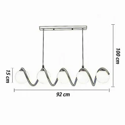 LAMPADARIO A SOSPENSIONE SOFFITTO TWISTER CON 5 SFERE VETRO LAMPADA BRONZO G9 B96