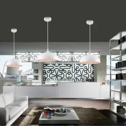 LAMPADARIO A SOSPENSIONE SOFFITTO E27 FERRO PARALUME MODERNO ELEGANTE CUPOLA B90