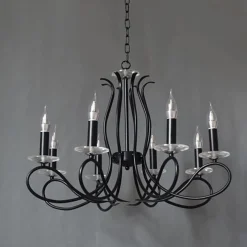 LAMPADARIO CLASSICO 8 BRACCI E14 DA SOFFITTO LAMPADA A SOSPENSIONE NERO ELEGANTE 00514