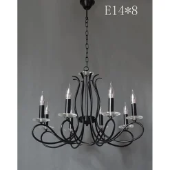LAMPADARIO CLASSICO 8 BRACCI E14 DA SOFFITTO LAMPADA A SOSPENSIONE NERO ELEGANTE 00514