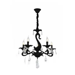 LAMPADARIO CLASSICO ATTACCO E14 5 BRACCI CON PENDENTI IN ACRILICO LAMPADA A15-5